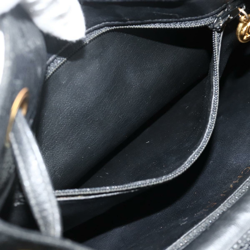 【日本直送】香奈兒魚子醬紋金黑色雙C鏈條背包 Auth ka4012V-23