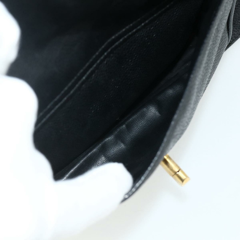 【日本直送】香奈兒魚子醬紋金黑色雙C鏈條背包 Auth ka4012V-24