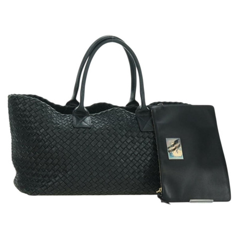 BOTTEGA VENETA INTRECCIATO Cabas MM 手提包，黑色真皮，正品 yk20314SAV