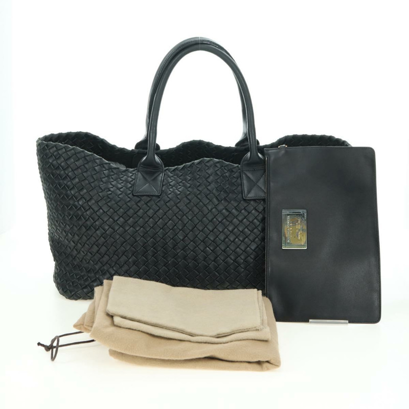 【日本直送】BOTTEGA VENETA INTRECCIATO Cabas MM 手提包，黑色真皮，正品 yk20314SAV-11
