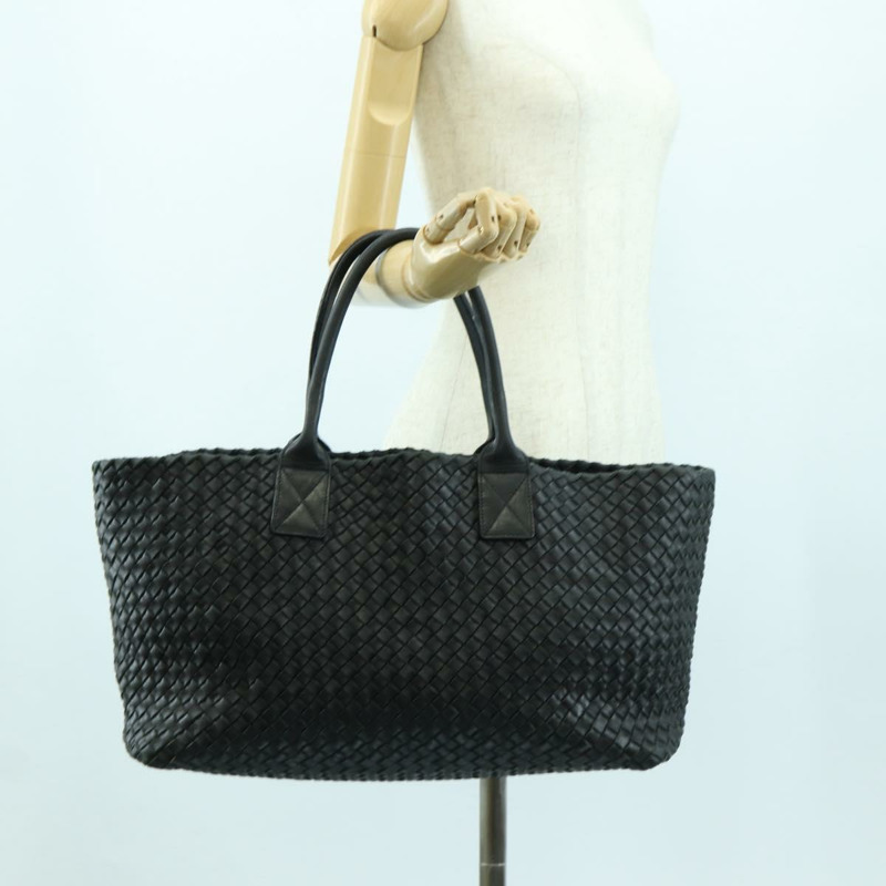 【日本直送】BOTTEGA VENETA INTRECCIATO Cabas MM 手提包，黑色真皮，正品 yk20314SAV-23