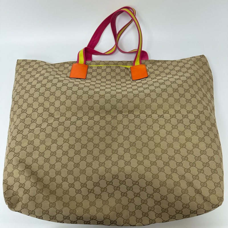 【赫蒂國際精品】Gucci 古馳 超大購物米色帆布托特包 vintage-4
