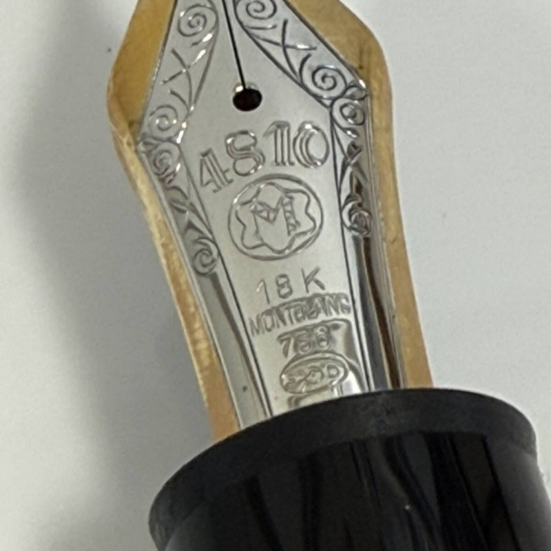真品 萬寶龍 MONTBLANC MEISTERSTUCK No149 4810 鋼筆 18K 筆尖 黑金 M尖 附盒裝保單-9