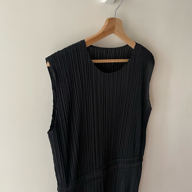 ▪️富貴選物FUGUEI▪️PP   三宅一生 黑色 鬆緊帶腰身 無袖長洋裝-7