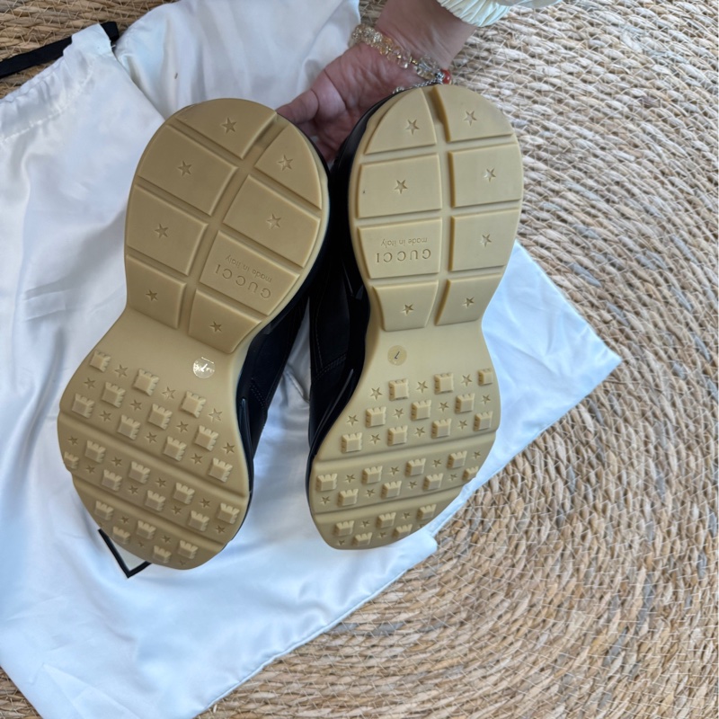 GUCCI古馳 Rhyton 復古黑色炫彩腰帶低幫 老爹鞋 男款 99新 黑色41 碼-6