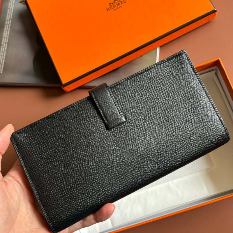 Y刻 ::HERMES:: 愛馬仕 Bearn Wallet 黑皮革H金釦長夾-2