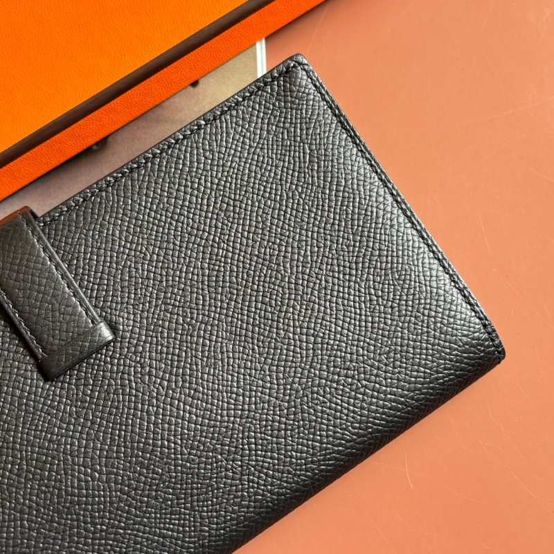 Y刻 ::HERMES:: 愛馬仕 Bearn Wallet 黑皮革H金釦長夾-7