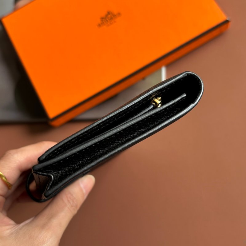 Y刻 ::HERMES:: 愛馬仕 Bearn Wallet 黑皮革H金釦長夾-10