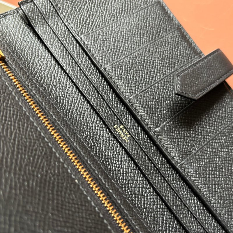 Y刻 ::HERMES:: 愛馬仕 Bearn Wallet 黑皮革H金釦長夾-12