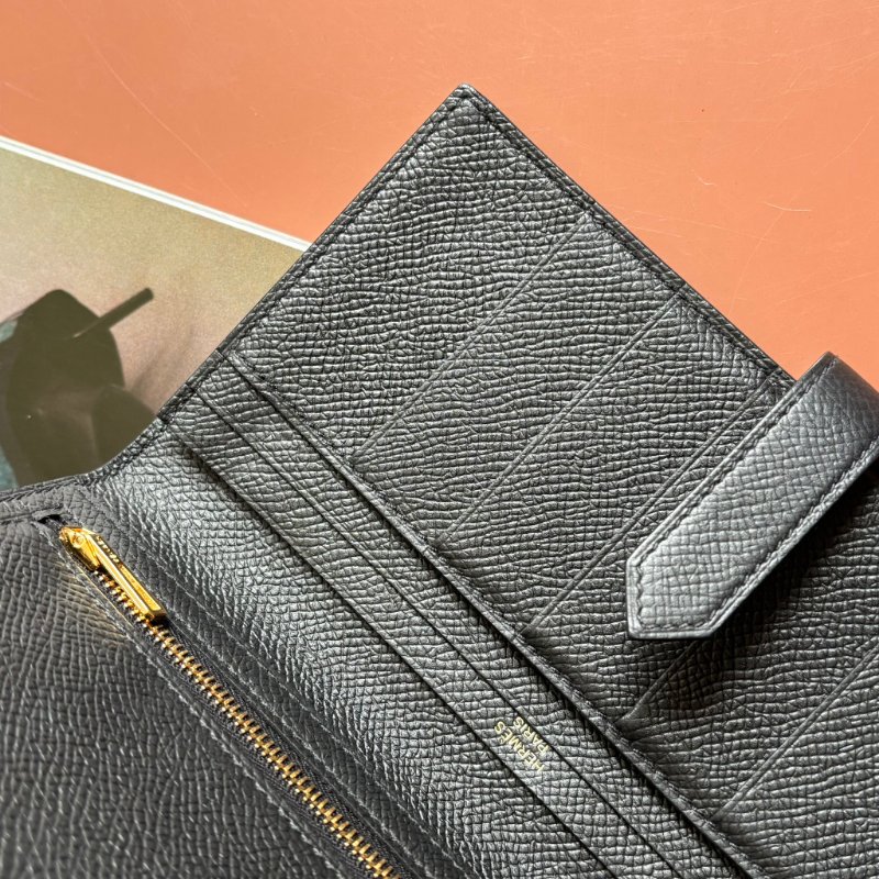 Y刻 ::HERMES:: 愛馬仕 Bearn Wallet 黑皮革H金釦長夾-13