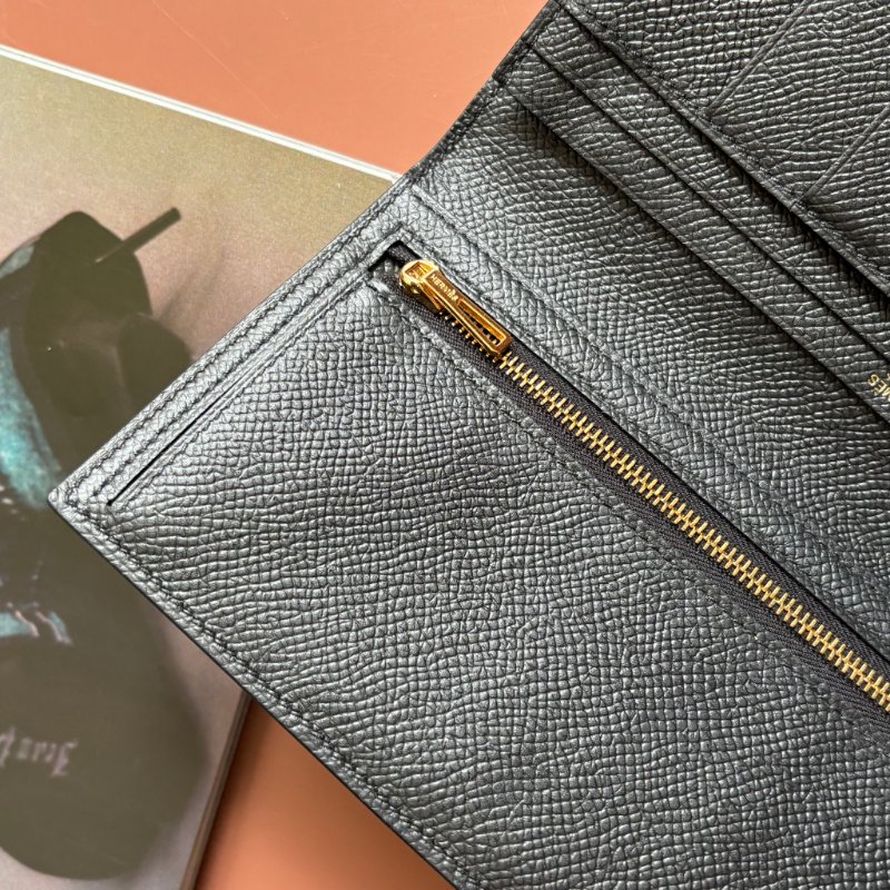 Y刻 ::HERMES:: 愛馬仕 Bearn Wallet 黑皮革H金釦長夾-15