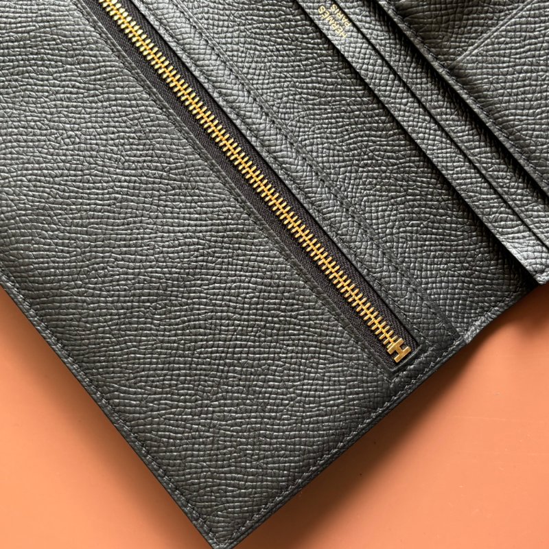 Y刻 ::HERMES:: 愛馬仕 Bearn Wallet 黑皮革H金釦長夾-16
