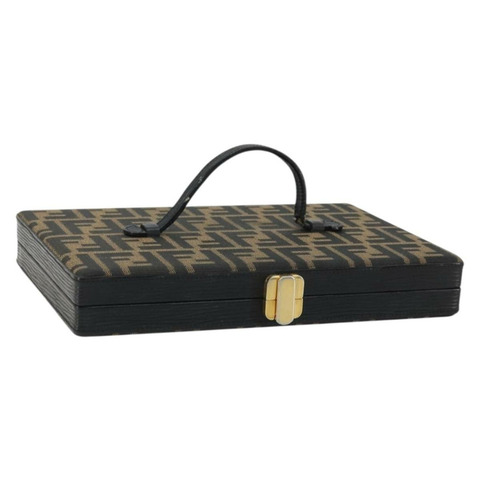 FENDI Zucca帆布手拿包 黑色棕色 正品 164495A