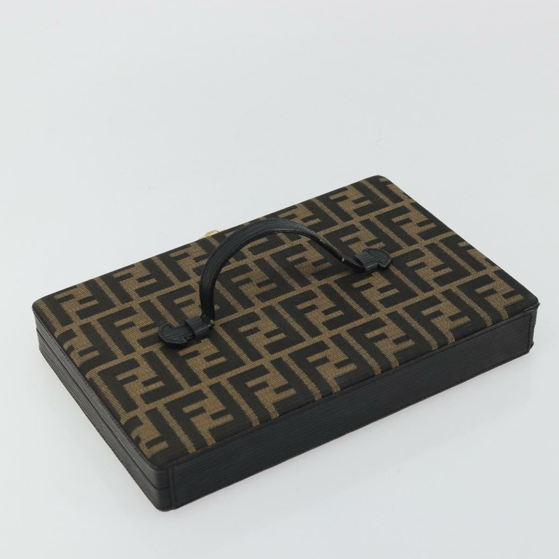 【日本直送】FENDI Zucca帆布手拿包 黑色棕色 正品 164495A-5