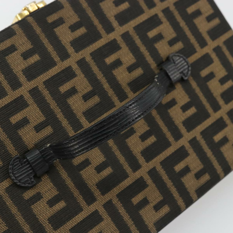 【日本直送】FENDI Zucca帆布手拿包 黑色棕色 正品 164495A-6