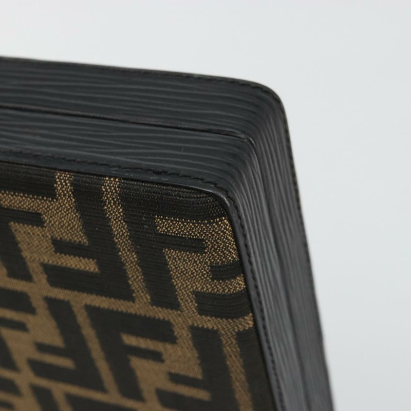 【日本直送】FENDI Zucca帆布手拿包 黑色棕色 正品 164495A-8