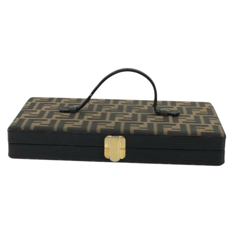 【日本直送】FENDI Zucca帆布手拿包 黑色棕色 正品 164495A-12