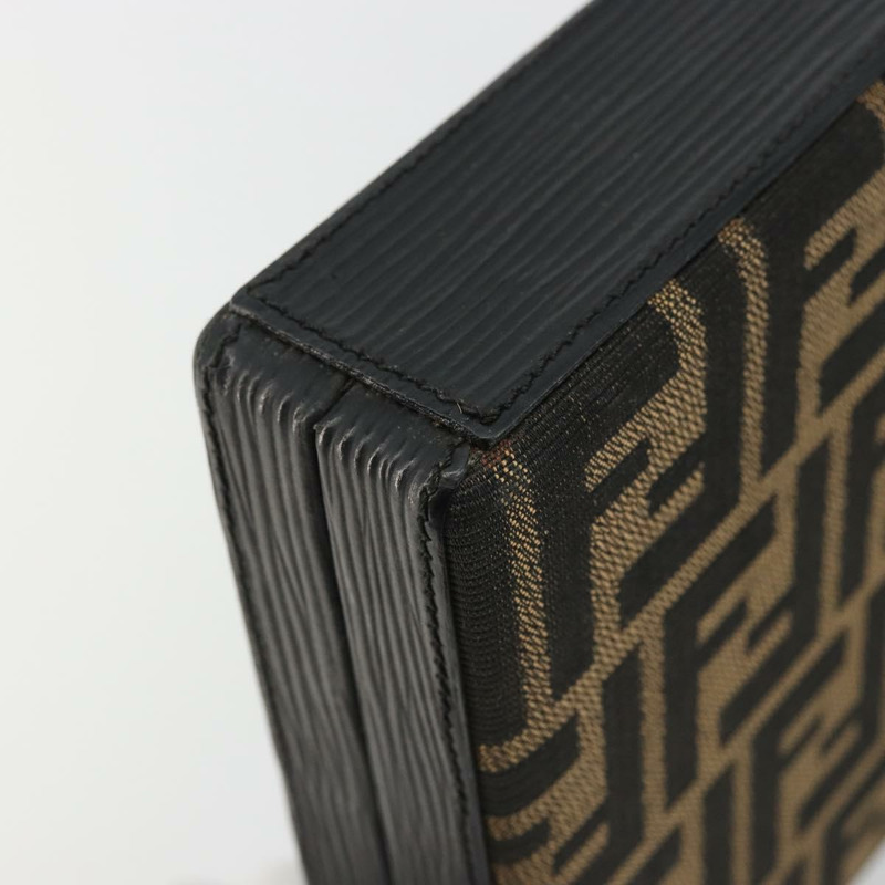 【日本直送】FENDI Zucca帆布手拿包 黑色棕色 正品 164495A-15