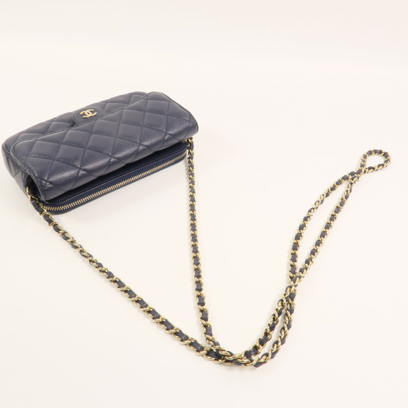 CHANEL 牛皮皮革Phone Bag鏈帶肩背袋-8