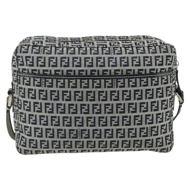 【日本直送】FENDI Zucchino帆布單肩包 海軍藍 銀色 正品 ki6624V-1