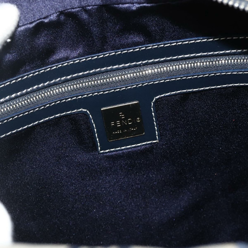 【日本直送】FENDI Zucchino帆布單肩包 海軍藍 銀色 正品 ki6624V-17