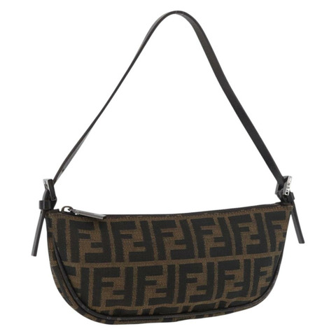 FENDI Zucca 帆布配件包 棕色/黑色 正品 mr2395A