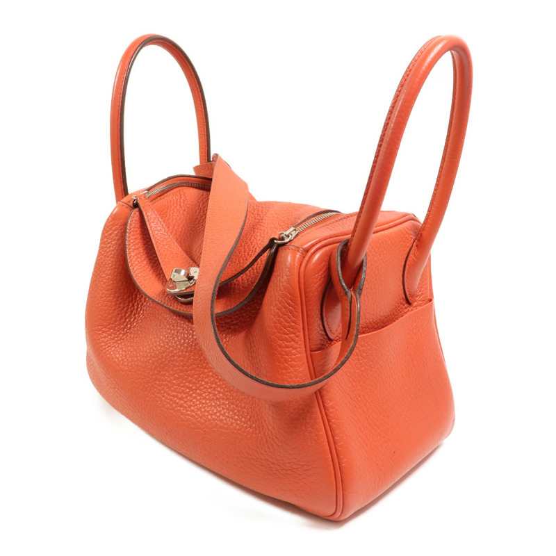 HERMES Clemence皮革Lindy 26肩背袋Rouge Pivoine-2