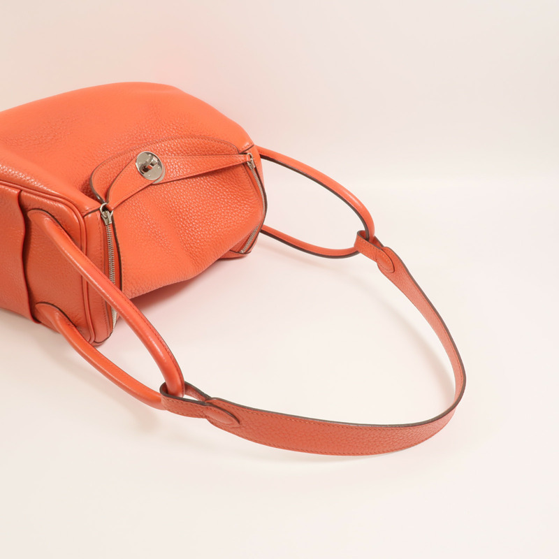 HERMES Clemence皮革Lindy 26肩背袋Rouge Pivoine-7