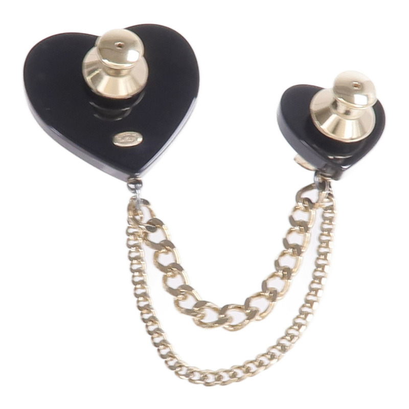 CHANEL 金屬/樹脂Black Heart CC Chain Brooch胸針-1