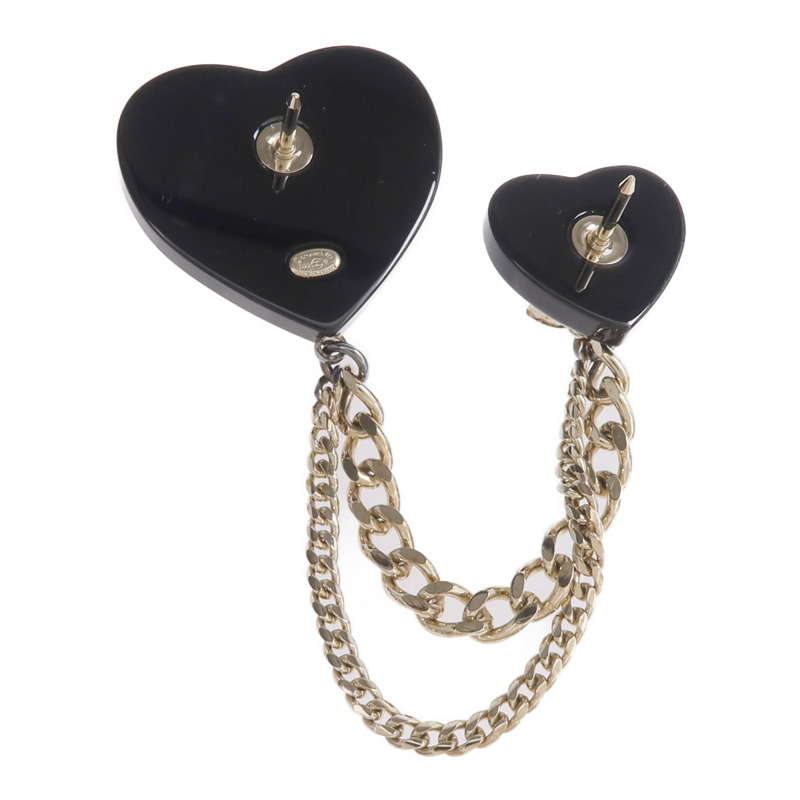 CHANEL 金屬/樹脂Black Heart CC Chain Brooch胸針-4