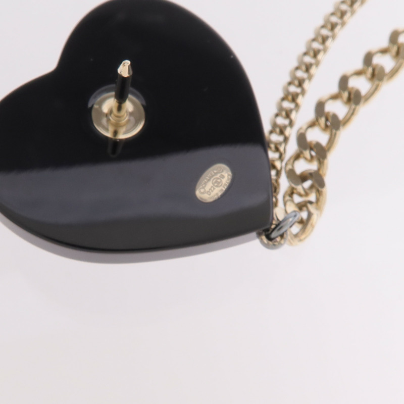 CHANEL 金屬/樹脂Black Heart CC Chain Brooch胸針-5