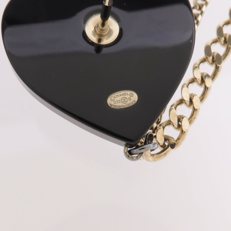 CHANEL 金屬/樹脂Black Heart CC Chain Brooch胸針-6