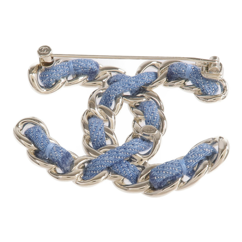 CHANEL 金屬/牛仔布Denim CC Brooch胸針-1