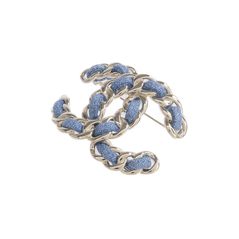 CHANEL 金屬/牛仔布Denim CC Brooch胸針-2