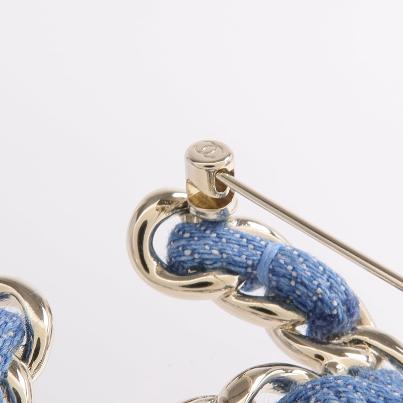 CHANEL 金屬/牛仔布Denim CC Brooch胸針-4
