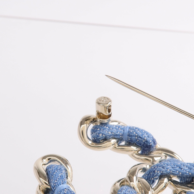 CHANEL 金屬/牛仔布Denim CC Brooch胸針-5