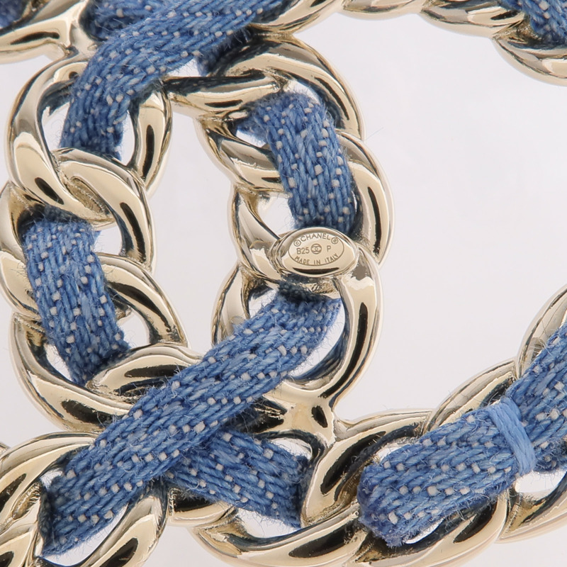 CHANEL 金屬/牛仔布Denim CC Brooch胸針-6