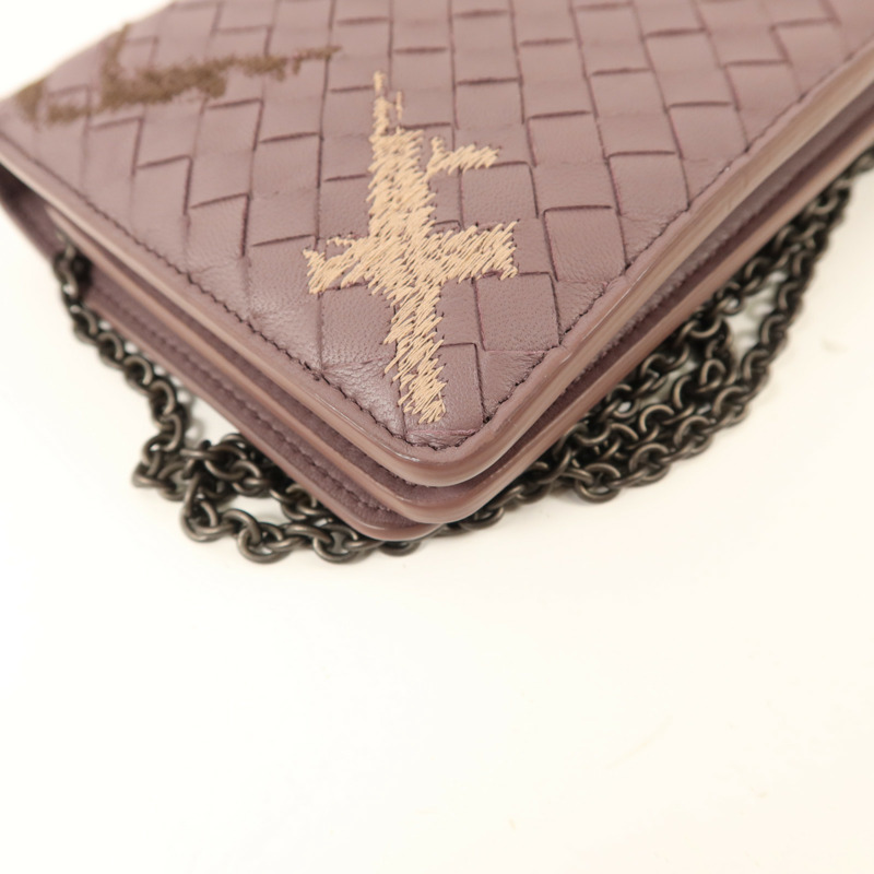 BOTTEGA VENETA 羊皮皮革Wallet On Chain鏈帶肩背袋-14