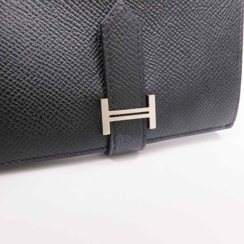 HERMES Epsom皮革Bearn Compact Wallet錢包Noir-6