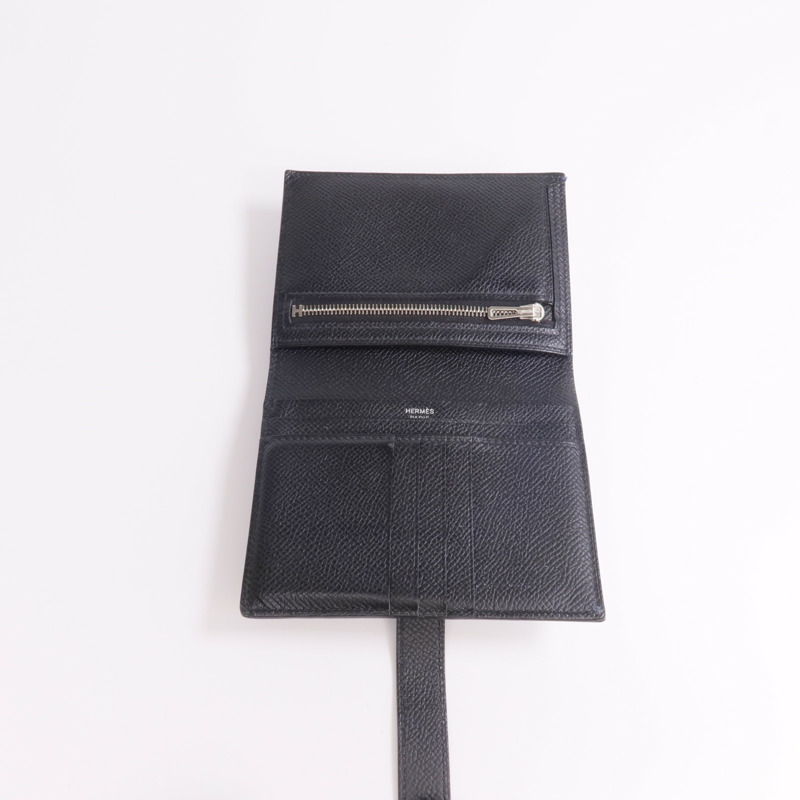 HERMES Epsom皮革Bearn Compact Wallet錢包Noir-7