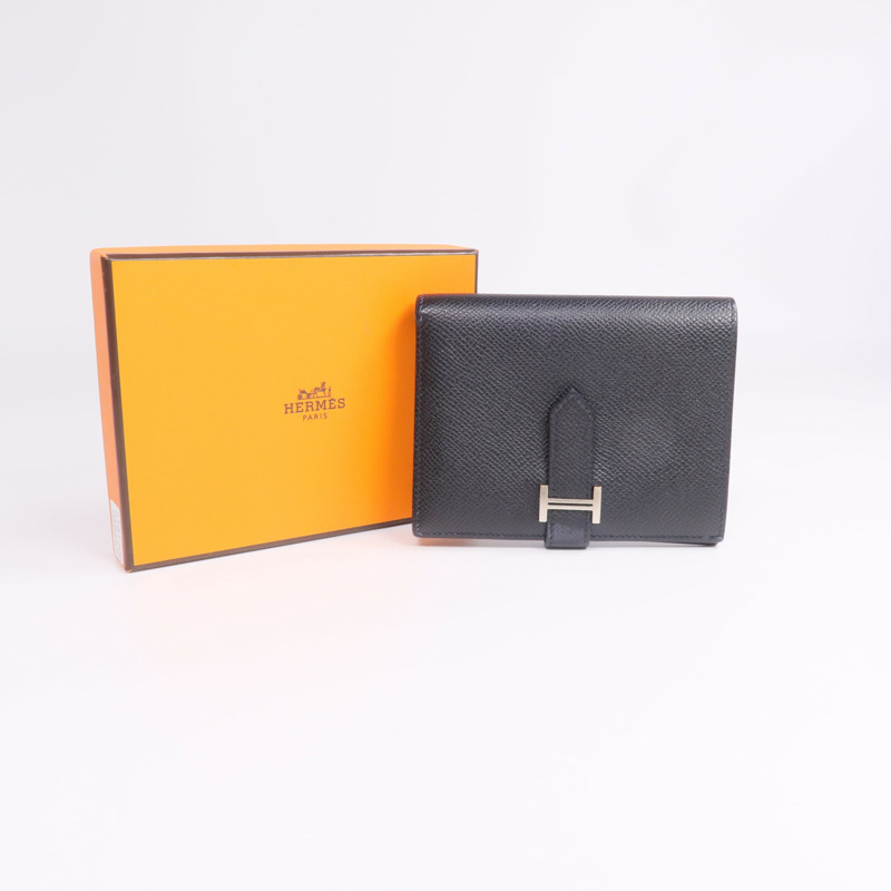 HERMES Epsom皮革Bearn Compact Wallet錢包Noir-11