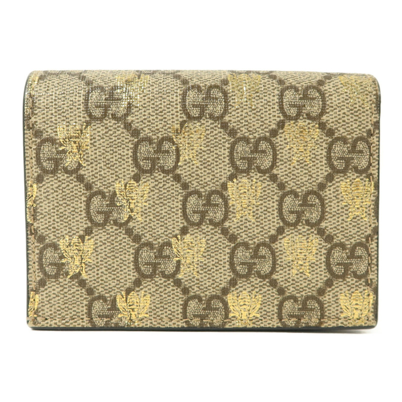 GUCCI 塗層帆布/牛皮皮革GG Supreme Bees Folded Wallet錢包-1