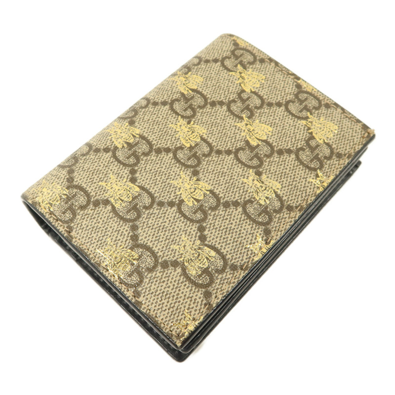 GUCCI 塗層帆布/牛皮皮革GG Supreme Bees Folded Wallet錢包-2