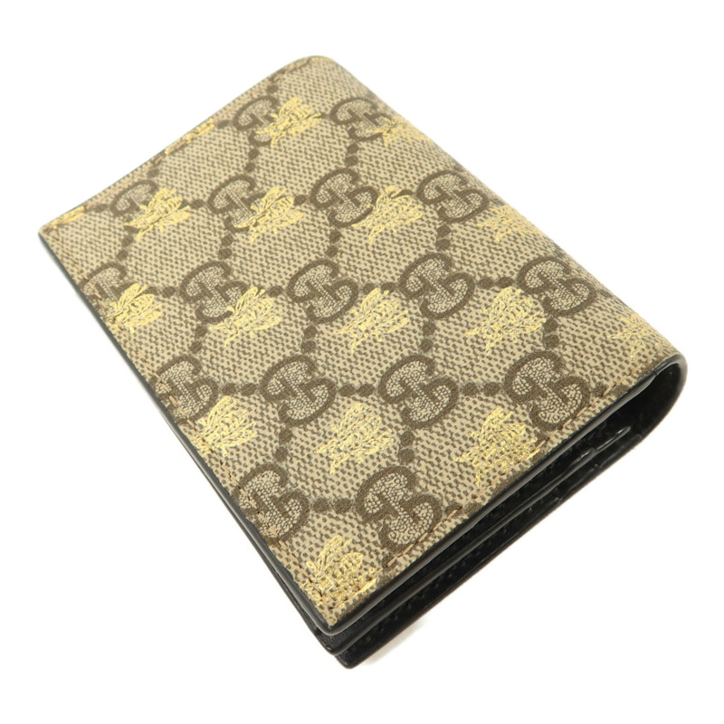 GUCCI 塗層帆布/牛皮皮革GG Supreme Bees Folded Wallet錢包-3