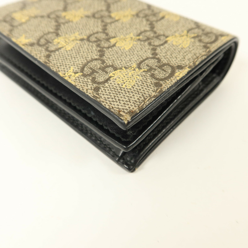 GUCCI 塗層帆布/牛皮皮革GG Supreme Bees Folded Wallet錢包-11