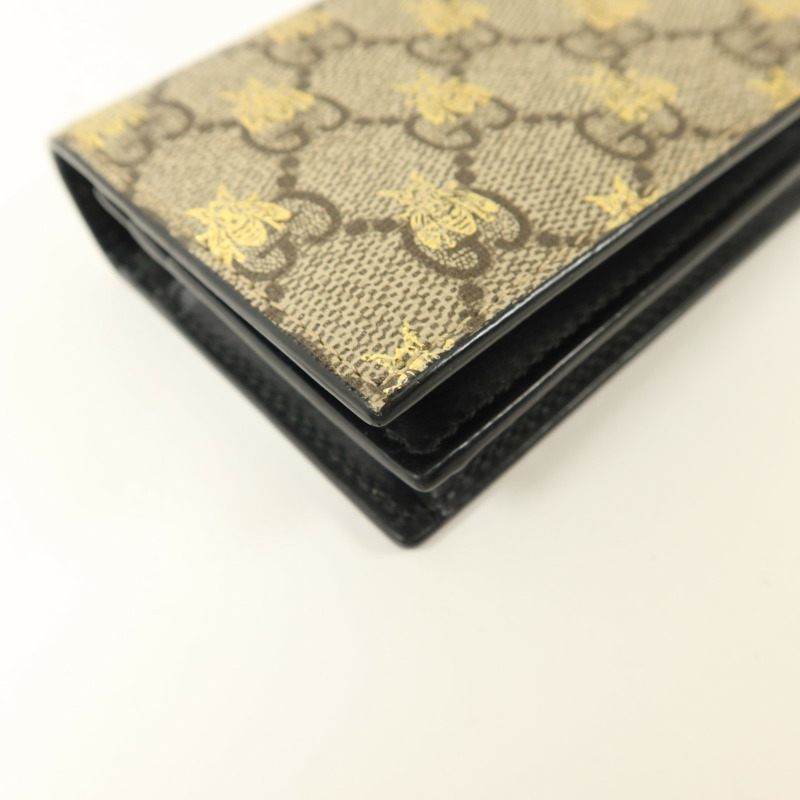 GUCCI 塗層帆布/牛皮皮革GG Supreme Bees Folded Wallet錢包-12