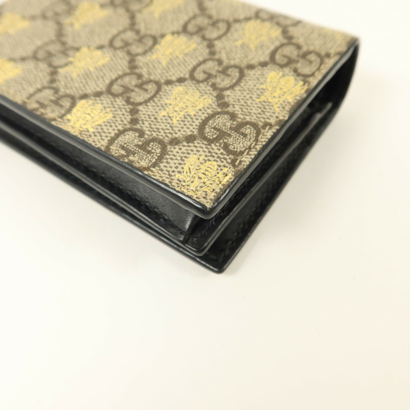 GUCCI 塗層帆布/牛皮皮革GG Supreme Bees Folded Wallet錢包-13