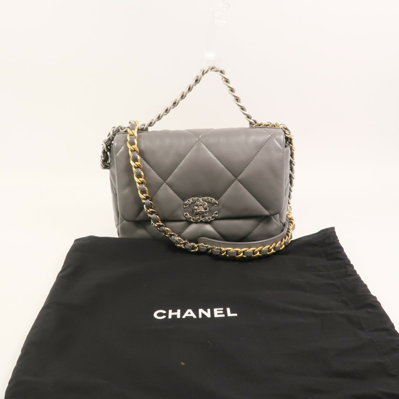 CHANEL 羊皮皮革C19 Small手挽肩背兩用袋-9