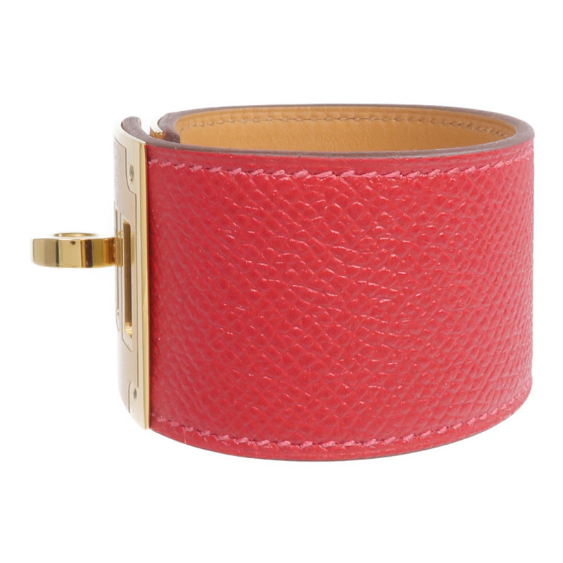 HERMES Epsom皮革Kelly Dog Bracelet手帶Rouge Casaque-1