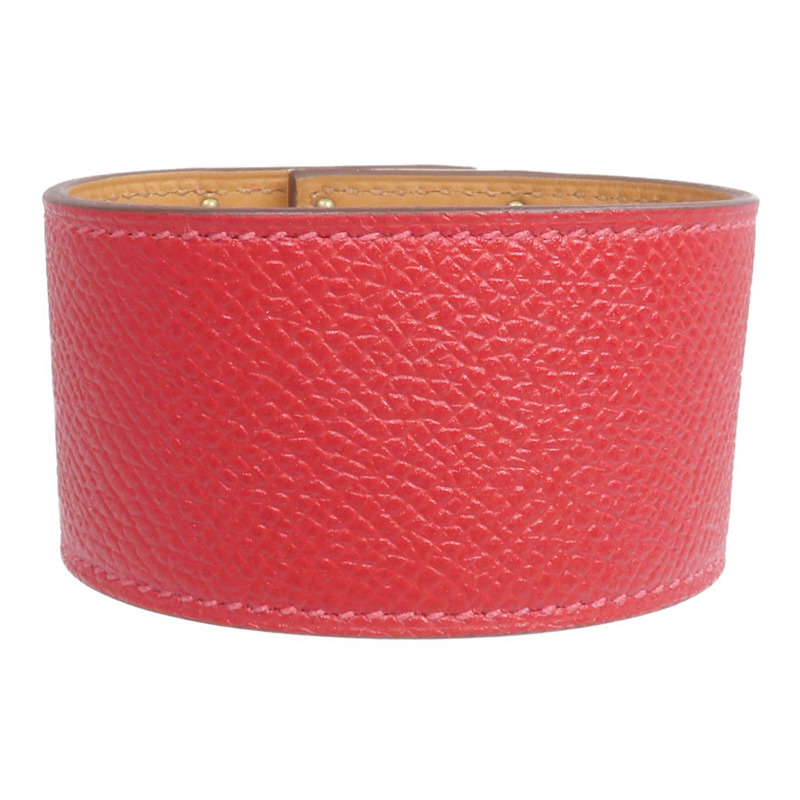 HERMES Epsom皮革Kelly Dog Bracelet手帶Rouge Casaque-2